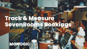 Title card image showing the title of the article, tracking & measure sevenrooms bookings with GTM for Pixel and GA4
