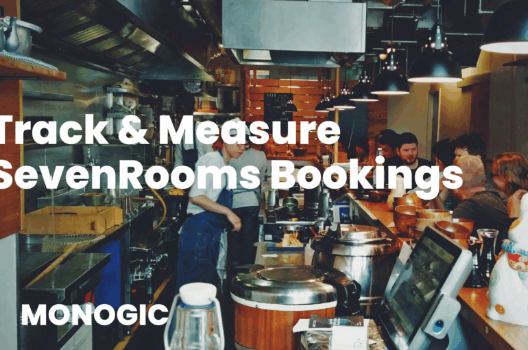 Title card image showing the title of the article, tracking & measure sevenrooms bookings with GTM for Pixel and GA4